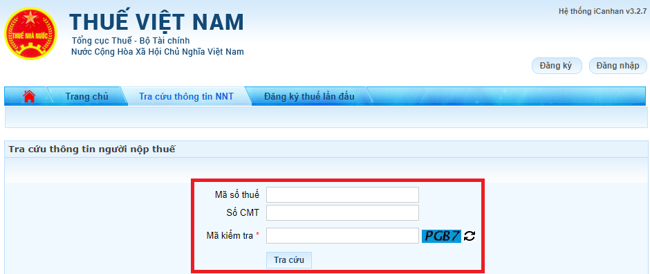 Nhập số CMND hay CCCD và mã xác nhận