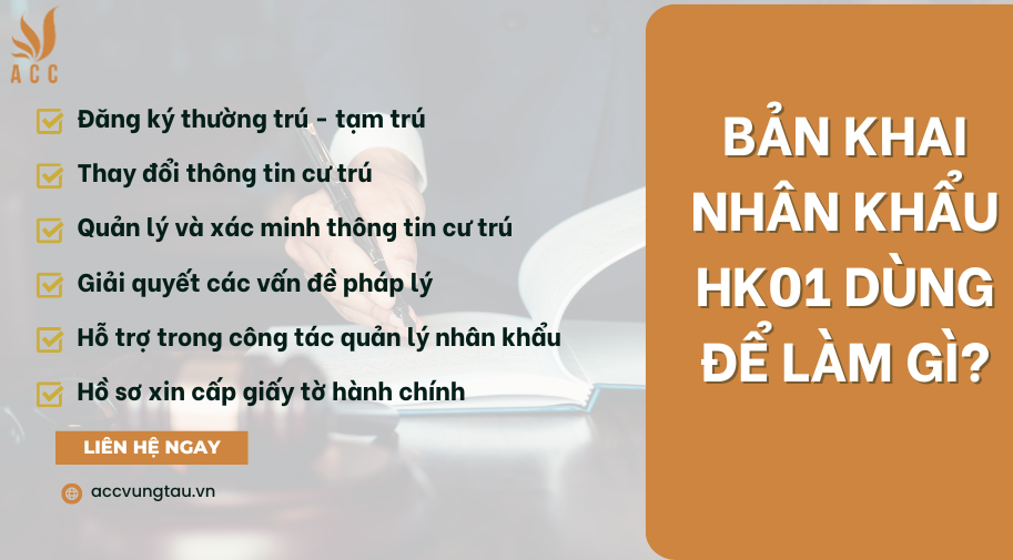 Bản khai nhân khẩu HK01 dùng để làm gì
