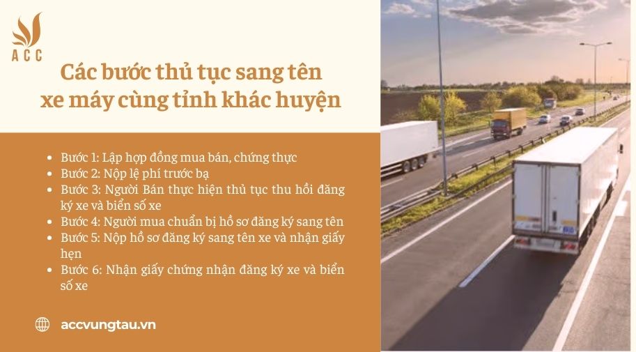 Các bước thủ tục sang tên xe máy cùng tỉnh khác huyện