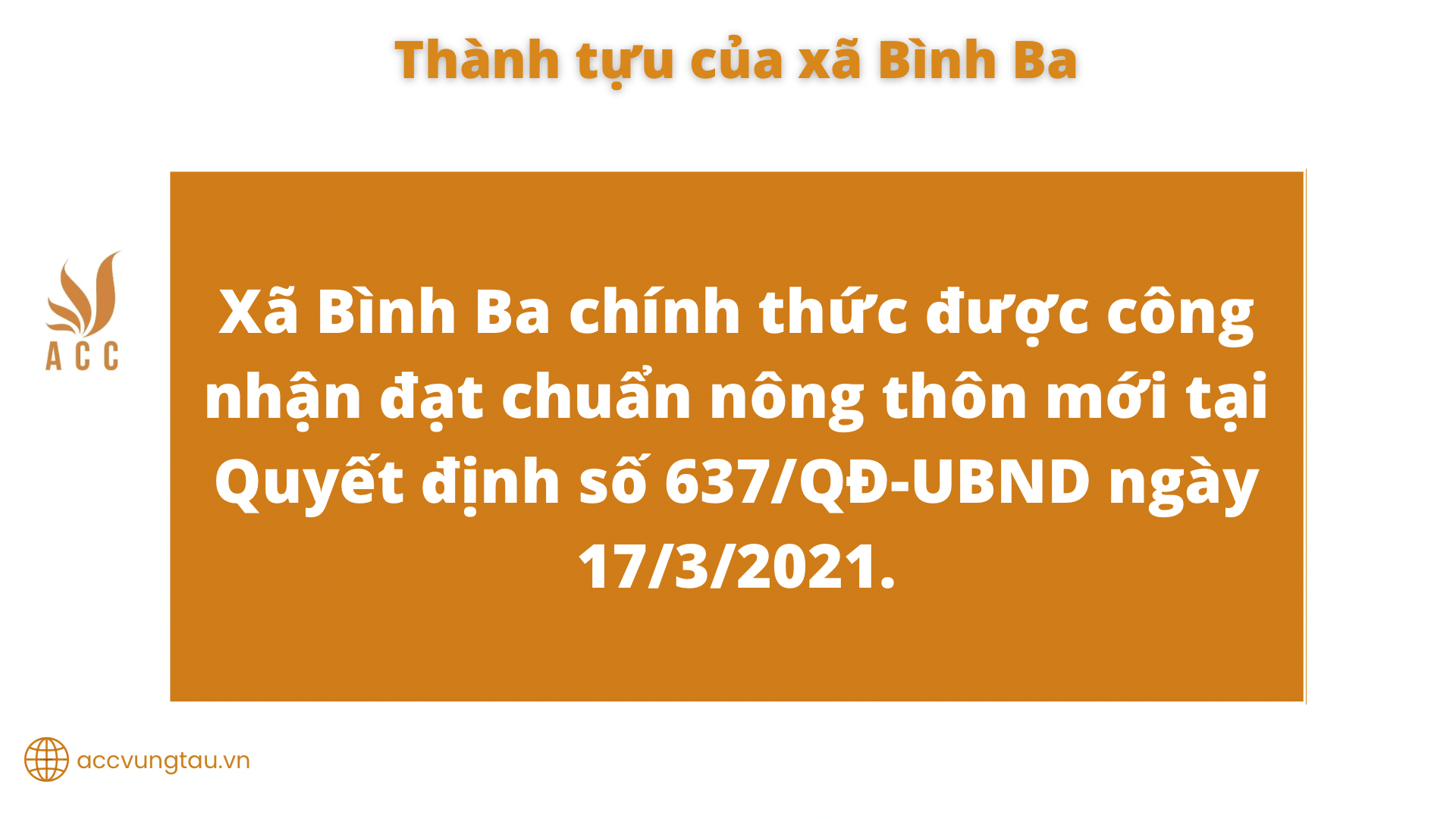 Thành tựu của xã Bình Ba