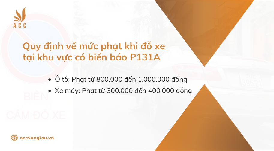 Quy định về mức phạt khi đỗ xe tại khu vực có biển báo P131A