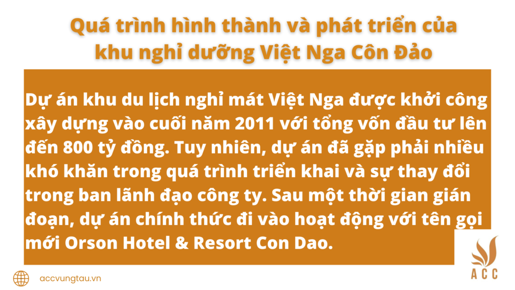 Quá trình hình thành và phát triển của khu nghỉ dưỡng Việt Nga Côn Đảo
