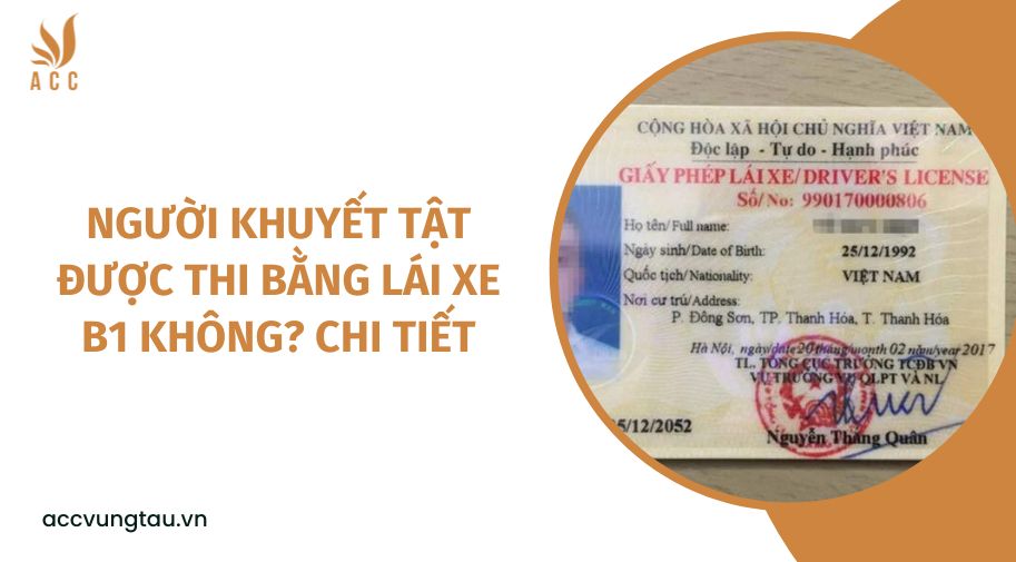 Người khuyết tật được thi bằng lái xe B1 không? chi tiết